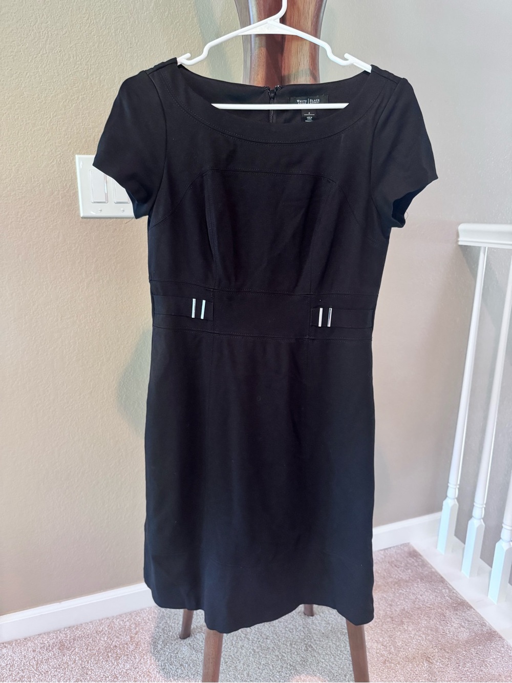 White House Black Market Black Short-Sleeve Sheath Dress